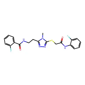 2-Fluoro-n-{2-[5-({[(2-fluorophenyl)carbamoyl]methyl}sulfanyl)-4-methyl-4h-1,2,4-triazol-3-yl]ethyl}benzamide structure