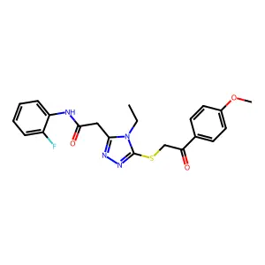 2-(4-ethyl-5-{[2-(4-methoxyphenyl)-2-oxoethyl]sulfanyl}-4H-1,2,4-triazol-3-yl)-N-(2-fluorophenyl)acetamide structure