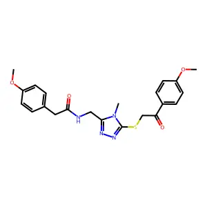 2-(4-methoxyphenyl)-N-[(5-{[2-(4-methoxyphenyl)-2-oxoethyl]sulfanyl}-4-methyl-4H-1,2,4-triazol-3-yl)methyl]acetamide structure