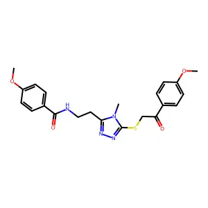 4-methoxy-N-[2-(5-{[2-(4-methoxyphenyl)-2-oxoethyl]sulfanyl}-4-methyl-4H-1,2,4-triazol-3-yl)ethyl]benzamide structure