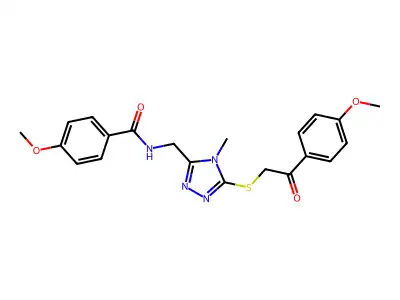 4-methoxy-N-[(5-{[2-(4-methoxyphenyl)-2-oxoethyl]sulfanyl}-4-methyl-4H-1,2,4-triazol-3-yl)methyl]benzamide structure