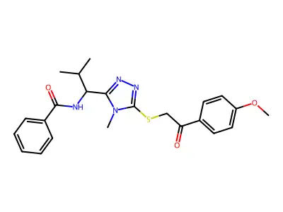 N-[1-(5-{[2-(4-methoxyphenyl)-2-oxoethyl]sulfanyl}-4-methyl-4H-1,2,4-triazol-3-yl)-2-methylpropyl]benzamide structure