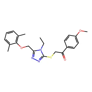 2-({5-[(2,6-dimethylphenoxy)methyl]-4-ethyl-4H-1,2,4-triazol-3-yl}sulfanyl)-1-(4-methoxyphenyl)ethanone structure