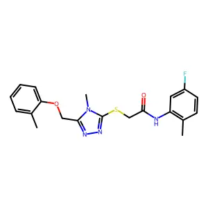 N-(5-fluoro-2-methylphenyl)-2-({4-methyl-5-[(2-methylphenoxy)methyl]-4H-1,2,4-triazol-3-yl}sulfanyl)acetamide structure
