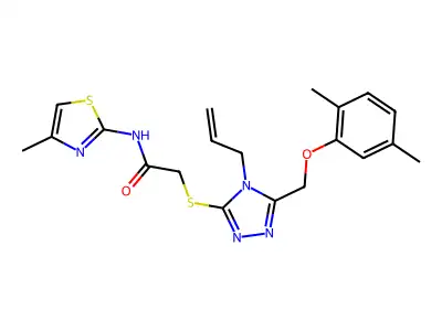 2-({5-[(2,5-dimethylphenoxy)methyl]-4-(prop-2-en-1-yl)-4H-1,2,4-triazol-3-yl}sulfanyl)-N-(4-methyl-1,3-thiazol-2-yl)acetamide structure
