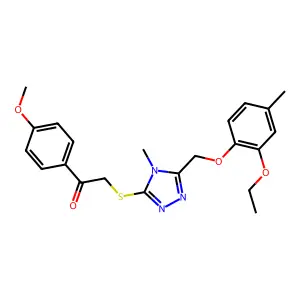 2-({5-[(2-ethoxy-4-methylphenoxy)methyl]-4-methyl-4H-1,2,4-triazol-3-yl}sulfanyl)-1-(4-methoxyphenyl)ethanone structure