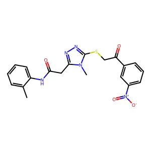 2-(4-methyl-5-{[2-(3-nitrophenyl)-2-oxoethyl]sulfanyl}-4H-1,2,4-triazol-3-yl)-N-(2-methylphenyl)acetamide structure