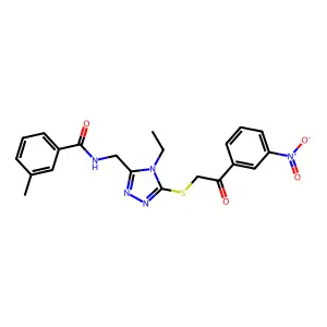 N-[(4-ethyl-5-{[2-(3-nitrophenyl)-2-oxoethyl]sulfanyl}-4H-1,2,4-triazol-3-yl)methyl]-3-methylbenzamide structure