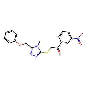 2-[[4-methyl-5-(phenoxymethyl)-1,2,4-triazol-3-yl]sulfanyl]-1-(3-nitrophenyl)ethanone structure