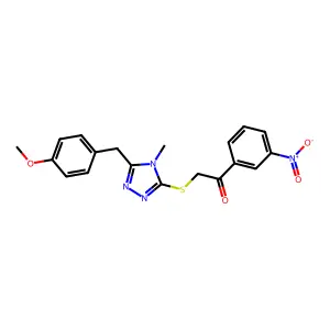 2-{[5-(4-methoxybenzyl)-4-methyl-4H-1,2,4-triazol-3-yl]sulfanyl}-1-(3-nitrophenyl)ethanone structure