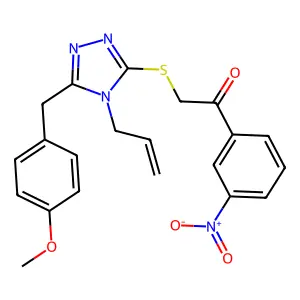 2-[[5-[(4-methoxyphenyl)methyl]-4-prop-2-enyl-1,2,4-triazol-3-yl]sulfanyl]-1-(3-nitrophenyl)ethanone structure