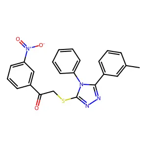 2-[[5-(3-methylphenyl)-4-phenyl-1,2,4-triazol-3-yl]sulfanyl]-1-(3-nitrophenyl)ethanone structure