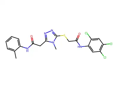 2-[(4-methyl-5-{2-[(2-methylphenyl)amino]-2-oxoethyl}-4H-1,2,4-triazol-3-yl)sulfanyl]-N-(2,4,5-trichlorophenyl)acetamide structure