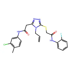 2-{[5-{2-[(3-chloro-4-methylphenyl)amino]-2-oxoethyl}-4-(prop-2-en-1-yl)-4H-1,2,4-triazol-3-yl]sulfanyl}-N-(2-fluorophenyl)acetamide structure