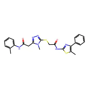 2-[(4-methyl-5-{2-[(2-methylphenyl)amino]-2-oxoethyl}-4H-1,2,4-triazol-3-yl)sulfanyl]-N-(5-methyl-4-phenyl-1,3-thiazol-2-yl)acetamide structure