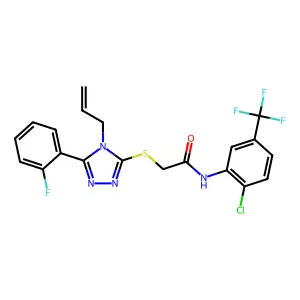 N-[2-chloro-5-(trifluoromethyl)phenyl]-2-[[5-(2-fluorophenyl)-4-prop-2-enyl-1,2,4-triazol-3-yl]sulfanyl]acetamide structure