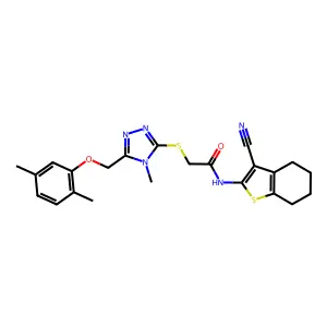 N-(3-cyano-4,5,6,7-tetrahydro-1-benzothiophen-2-yl)-2-({5-[(2,5-dimethylphenoxy)methyl]-4-methyl-4H-1,2,4-triazol-3-yl}sulfanyl)acetamide structure