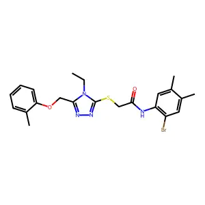N-(2-bromo-4,5-dimethylphenyl)-2-({4-ethyl-5-[(2-methylphenoxy)methyl]-4H-1,2,4-triazol-3-yl}sulfanyl)acetamide structure