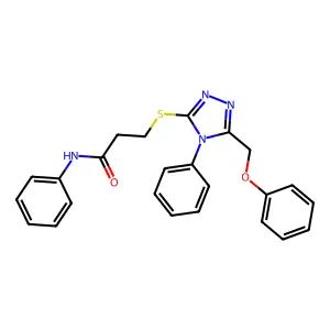 3-[[5-(phenoxymethyl)-4-phenyl-1,2,4-triazol-3-yl]sulfanyl]-N-phenylpropanamide structure