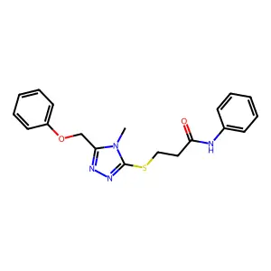 3-[[4-methyl-5-(phenoxymethyl)-1,2,4-triazol-3-yl]sulfanyl]-N-phenylpropanamide structure