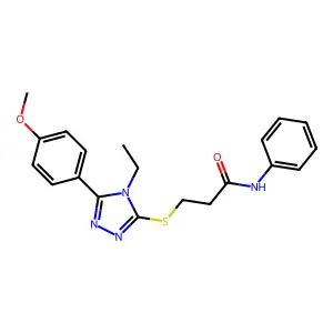3-[[4-ethyl-5-(4-methoxyphenyl)-1,2,4-triazol-3-yl]sulfanyl]-N-phenylpropanamide structure