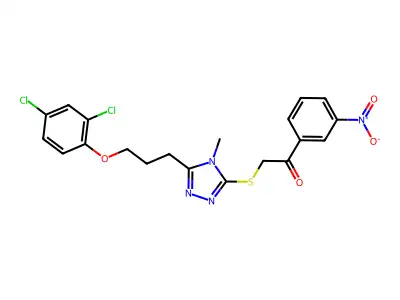 2-({5-[3-(2,4-dichlorophenoxy)propyl]-4-methyl-4H-1,2,4-triazol-3-yl}sulfanyl)-1-(3-nitrophenyl)ethanone structure