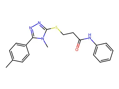 3-[[4-methyl-5-(4-methylphenyl)-1,2,4-triazol-3-yl]sulfanyl]-N-phenylpropanamide structure