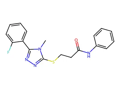 3-[[5-(2-fluorophenyl)-4-methyl-1,2,4-triazol-3-yl]sulfanyl]-N-phenylpropanamide structure