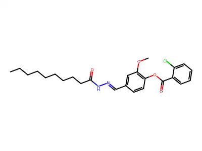 [4-[(Decanoylhydrazinylidene)methyl]-2-methoxyphenyl] 2-chlorobenzoate structure