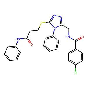 N-[[5-(3-anilino-3-oxopropyl)sulfanyl-4-phenyl-1,2,4-triazol-3-yl]methyl]-4-chlorobenzamide structure
