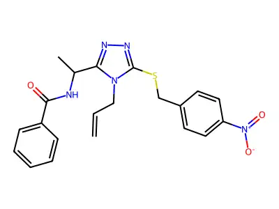 N-[1-[5-[(4-nitrophenyl)methylsulfanyl]-4-prop-2-enyl-1,2,4-triazol-3-yl]ethyl]benzamide structure