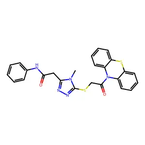 2-(4-methyl-5-{[2-oxo-2-(10H-phenothiazin-10-yl)ethyl]sulfanyl}-4H-1,2,4-triazol-3-yl)-N-phenylacetamide structure