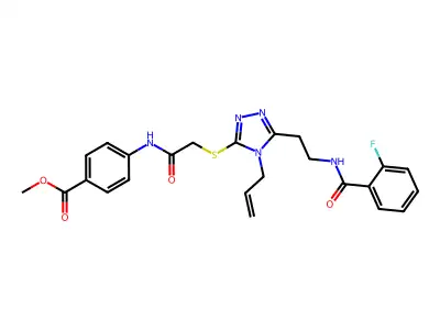 methyl 4-[({[5-(2-{[(2-fluorophenyl)carbonyl]amino}ethyl)-4-(prop-2-en-1-yl)-4H-1,2,4-triazol-3-yl]sulfanyl}acetyl)amino]benzoate structure
