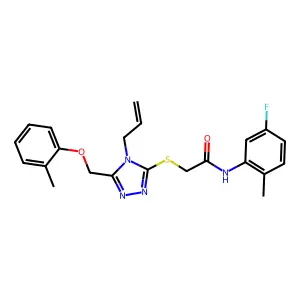 N-(5-fluoro-2-methylphenyl)-2-({5-[(2-methylphenoxy)methyl]-4-(prop-2-en-1-yl)-4H-1,2,4-triazol-3-yl}sulfanyl)acetamide structure