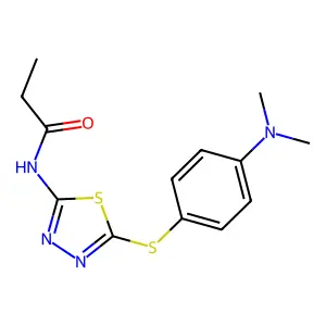 N-(5-{[4-(dimethylamino)phenyl]sulfanyl}-1,3,4-thiadiazol-2-yl)propanamide structure