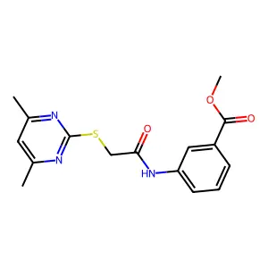 Methyl 3-({[(4,6-dimethylpyrimidin-2-yl)sulfanyl]acetyl}amino)benzoate structure