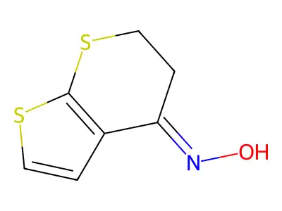 4H-Thieno[2,3-b]thiopyran-4-one, 5,6-dihydro-, oxime structure