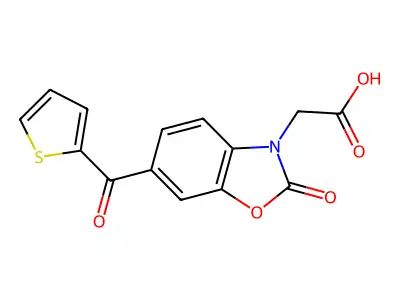3(2H)-Benzoxazoleacetic acid, 2-oxo-6-(2-thienylcarbonyl)- structure