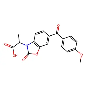 3-Benzoxazolineacetic acid, 6-(p-methoxybenzoyl)-alpha-methyl-2-oxo- structure