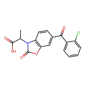 3-Benzoxazolineacetic acid, 6-(o-chlorobenzoyl)-alpha-methyl-2-oxo- structure