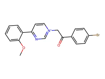 1-[2-(4-Bromophenyl)-2-oxoethyl]-4-(2-methoxyphenyl)pyrimidinium structure