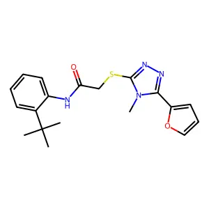N-(2-tert-butylphenyl)-2-{[5-(furan-2-yl)-4-methyl-4H-1,2,4-triazol-3-yl]sulfanyl}acetamide structure