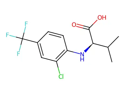 (R)-2-((2-Chloro-4-(trifluoromethyl)phenyl)amino)-3-methylbutanoic acid structure