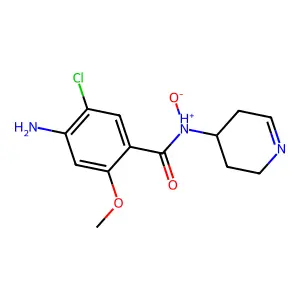 N-(4'-(delta-1'-piperidyl-N-oxide))-4-amino-5-chloro-2-methoxybenzamide structure