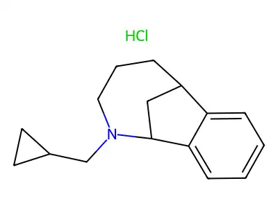 2-(Cyclopropylmethyl)-1,2,3,4,5,6-hexahydro-1,6-methano-2-benzazocine hydrochloride structure