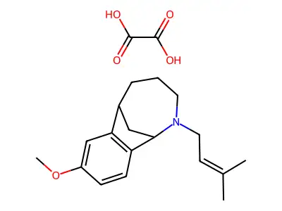 8-Methoxy-2-(3-methyl-2-butenyl)-1,2,3,4,5,6-hexahydro-1,6-methano-2-benzazocine oxalate structure
