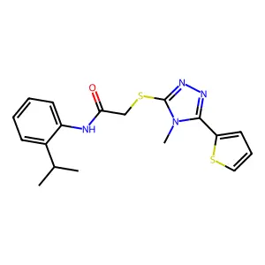 2-{[4-methyl-5-(thiophen-2-yl)-4H-1,2,4-triazol-3-yl]sulfanyl}-N-[2-(propan-2-yl)phenyl]acetamide structure