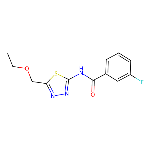 N-[5-(ethoxymethyl)-1,3,4-thiadiazol-2-yl]-3-fluorobenzamide structure