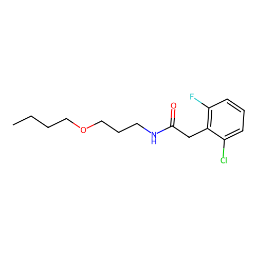 N-(3-butoxypropyl)-2-(2-chloro-6-fluorophenyl)acetamide structure