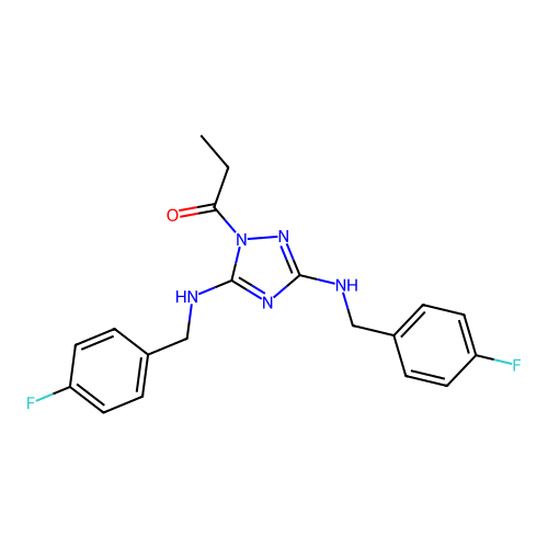 1-(3,5-bis((4-fluorobenzyl)amino)-1H-1,2,4-triazol-1-yl)propan-1-one structure